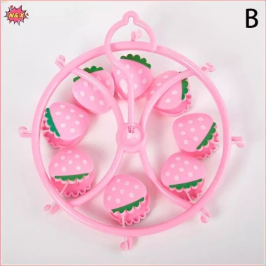 Bộ phụ kiện ký túc xá sinh viên N & X màu hồng dễ thương - dâu tây, móc treo quần áo hình trái tim, kẹp tất & kẹp đồ lót - Giá ưu đãi 54.560 VND