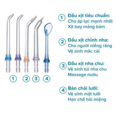Bộ phụ kiện máy tăm nước DT SMART HF6P HF9P HFP11: đầu tăm, túi vải, cốc sạc, dây sạc, hộp đựng - Giá 16.999 VND 2