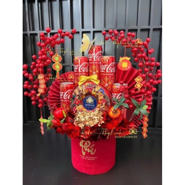 Bộ phụ kiện Tết tháp trụ nhung 2 cành đào nhỏ, kèm quả lựu hút tài lộc - Giá ưu đãi 35.000 5