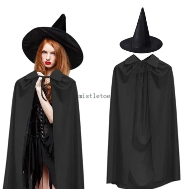 Bộ Phụ Kiện Trang Phục Phù Thủy Halloween Cosplay - Áo Khoác, Mũ cho Trẻ Em & Người Lớn, Giảm giá 102.492₫