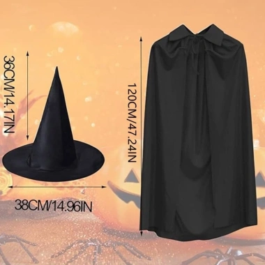 Bộ Phụ Kiện Trang Phục Phù Thủy Halloween Cosplay - Áo Khoác, Mũ cho Trẻ Em & Người Lớn, Giảm giá 102.492₫