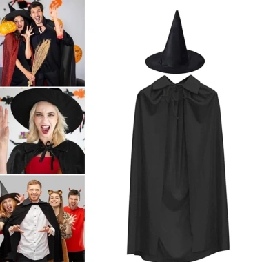 Bộ Phụ Kiện Trang Phục Phù Thủy Halloween Cosplay - Áo Khoác, Mũ cho Trẻ Em & Người Lớn, Giảm giá 102.492₫