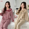 Bộ pịama nữ Lila dài caro K32 cổ nhún bèo, cotton thấm mồ hôi mềm mịn, giá ưu đãi 254,150