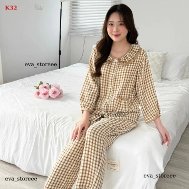 Bộ pịama nữ Lila dài caro K32 cổ nhún bèo, cotton thấm mồ hôi mềm mịn, giá ưu đãi 254,150 4 Bộ pịama nữ Lila dài caro K32 cổ nhún bèo, cotton thấm mồ hôi mềm mịn, giá ưu đãi 254,150 4