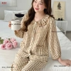 Bộ pịama nữ Lila dài caro K32 cổ nhún bèo, cotton thấm mồ hôi mềm mịn, giá ưu đãi 254,150 6
