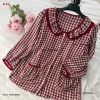 Bộ pịama nữ Lila dài caro K32 cổ nhún bèo, cotton thấm mồ hôi mềm mịn, giá ưu đãi 254,150 9
