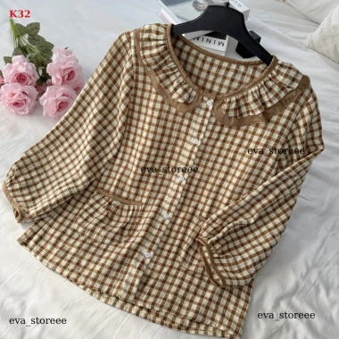 Bộ pịama nữ Lila dài caro K32 cổ nhún bèo, cotton thấm mồ hôi mềm mịn, giá ưu đãi 254,150 10 Bộ pịama nữ Lila dài caro K32 cổ nhún bèo, cotton thấm mồ hôi mềm mịn, giá ưu đãi 254,150 10