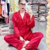 Bộ pijama cổ ren nút bọc ngủ nữ tay dài, quần dài túi rộng thoải mái, giảm 23% 8