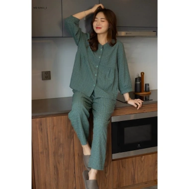 Bộ pijama dài tay caro cao cấp, áo quần có túi, vải mềm mịn mát - 183.700₫ 4