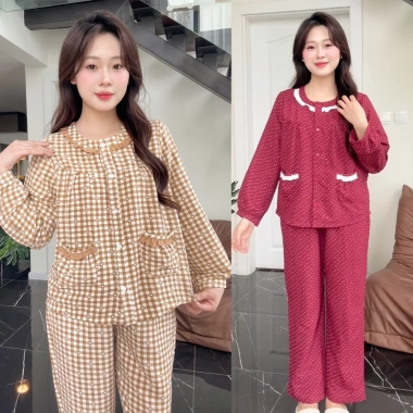 Bộ pijama dài tay caro cao cấp, áo quần có túi, vải mềm mịn mát - 183.700₫ 5