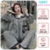 Bộ pijama dài tay chất đũi xốp caro xinh, cổ bèo, quần dài - Set ngủ nữ CARY 113k