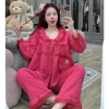 Bộ pijama dài tay chất đũi xốp caro xinh, cổ bèo, quần dài - Set ngủ nữ CARY 113k 6