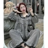 Bộ pijama dài tay chất đũi xốp caro xinh, cổ bèo, quần dài - Set ngủ nữ CARY 113k 10