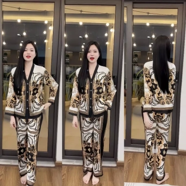 Bộ Pijama Dài Tay Nữ Bigsize AMAKA Lụa Latin Cao Cấp, Mềm Mại, Xinh Xắn - Giá 219k