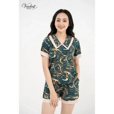Bộ Pijama Đùi Cộc Nữ VADESI Lụa Luxury Mùa Hè Sang Đẹp Mát Mềm Giá chỉ 270.000₫ 5