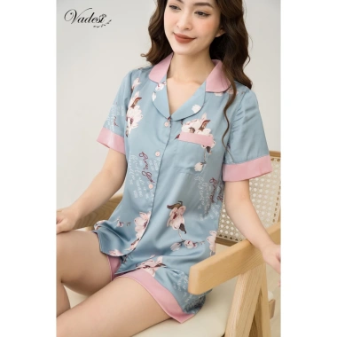 Bộ Pijama Đùi Cộc Nữ VADESI Lụa Luxury Mùa Hè Sang Đẹp Mát Mềm Giá chỉ 270.000₫ 8