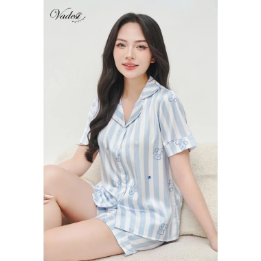 Bộ Pijama Đùi Nữ VADESI Lụa Cao Cấp - Họa Tiết Đẹp, Mát Mềm, Giá Ưu Đãi 270k