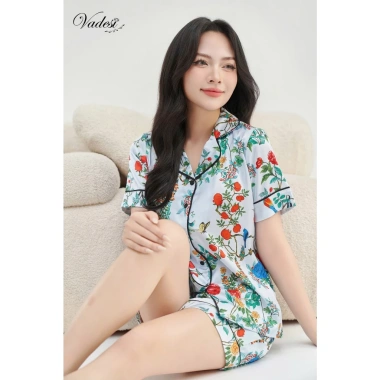 Bộ Pijama Đùi Nữ VADESI Lụa Cao Cấp - Họa Tiết Đẹp, Mát Mềm, Giá Ưu Đãi 270k 9