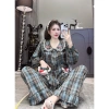 Bộ pijama kẻ dạ tay dài, quần dài charm mèo xinh xắn cho bé 40-80kg giá 179.000 5