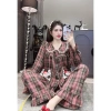 Bộ pijama kẻ dạ tay dài, quần dài charm mèo xinh xắn cho bé 40-80kg giá 179.000 7