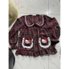 Bộ pijama kẻ dạ tay dài, quần dài charm mèo xinh xắn cho bé 40-80kg giá 179.000 9