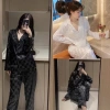 Bộ Pijama Lụa Gấm Tay Dài Quần Dài Giá ưu đãi 127.919 VND chất mềm thoáng mát phù hợp ngủ