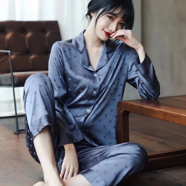 Bộ Pijama Lụa Gấm Tay Dài Quần Dài Giá ưu đãi 127.919 VND chất mềm thoáng mát phù hợp ngủ 6