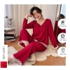 Bộ pijama lụa Quảng Châu cao cấp, dài tay phối ren công chúa xinh xắn - Giá 239.000đ