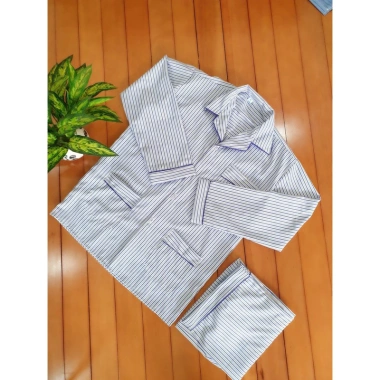 Bộ Pijama nam trung niên 10 màu dài tay thu đông kẻ ông già vải đẹp - Giá 130k