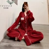 Bộ Pijama Nữ Đỏ Đô Tay Dài Lụa Xước Vân Gỗ Tô Châu Không Nhăn 60-90kg 209.000đ 5
