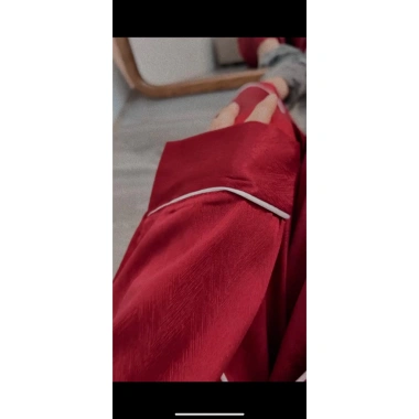 Bộ Pijama Nữ Đỏ Đô Tay Dài Lụa Xước Vân Gỗ Tô Châu Không Nhăn 60-90kg 209.000đ 6