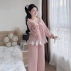 Bộ pijama nữ tay dài cổ ren vintage, quần dài vải mềm thoáng mát - 338.900₫ 7