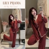 Bộ pijama nữ tay dài thu đông, set đồ ngủ cúc trước thanh lịch, xinh xỉu, giá chỉ 199.000 VND