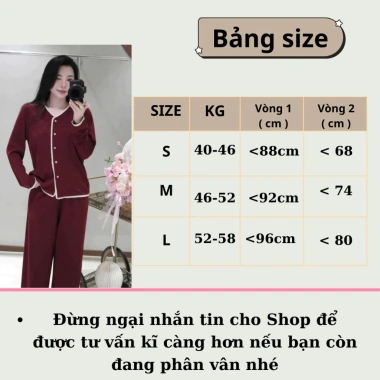 Bộ pijama nữ tay dài thu đông, set đồ ngủ cúc trước thanh lịch, xinh xỉu, giá chỉ 199.000 VND 8