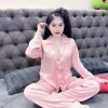 Bộ pijama ren cổ tay, tay dài, quần dài lụa Latin cao cấp, mềm mịn Giá 169.000₫ 6