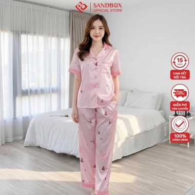 Bộ Pijama SANDBOX Lụa Latin Cao Cấp Mềm Mịn, Họa Tiết Hoa Phối Màu, Giá chỉ 289.000₫