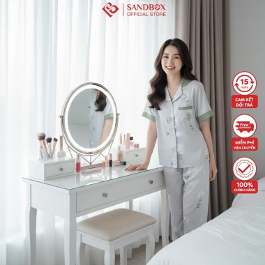 Bộ Pijama SANDBOX Lụa Latin Cao Cấp Mềm Mịn, Họa Tiết Hoa Phối Màu, Giá chỉ 289.000₫