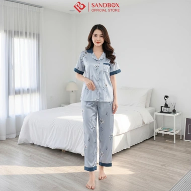 Bộ Pijama SANDBOX Lụa Latin Cao Cấp Mềm Mịn, Họa Tiết Hoa Phối Màu, Giá chỉ 289.000₫