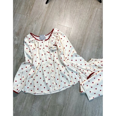 Bộ pijama tay dài lụa Latin siêu xinh Kitty, freesize 40-60kg, giá chỉ 119.999đ