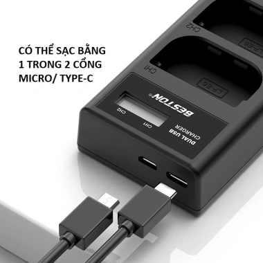 Bộ Pin LP-E6 2.000mAh + Sạc Beston cho Canon EOS 60D 70D 80D 90D 5D Mark IV - Giá 254k