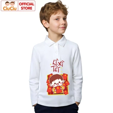 Bộ Polo Dài Tay Lì Xì Tết 2.026 cho Bé Trai và Bé Gái - Set Thun Thu Đông CIUCIU KID, Giá 207.000₫ 5