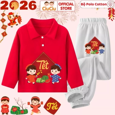 Bộ Polo Dài Tay Tết Dân Gian 2.026 CIUCIU KID Thun Cotton Thu Đông cho Bé Trai & Gái - Giá 207k