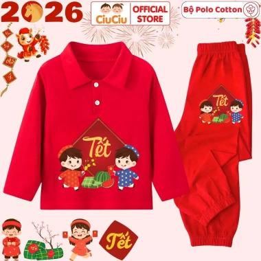 Bộ Polo Dài Tay Tết Dân Gian 2.026 CIUCIU KID Thun Cotton Thu Đông cho Bé Trai & Gái - Giá 207k