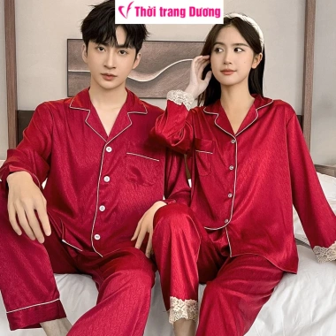 Bộ pyjama đôi nam nữ dài tay vải lụa satin mềm mại, thoáng mát NG4.900 Giá 392.000₫