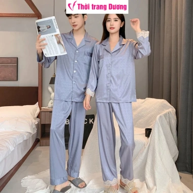 Bộ pyjama đôi nam nữ dài tay vải lụa satin mềm mại, thoáng mát NG4.900 Giá 392.000₫ 4