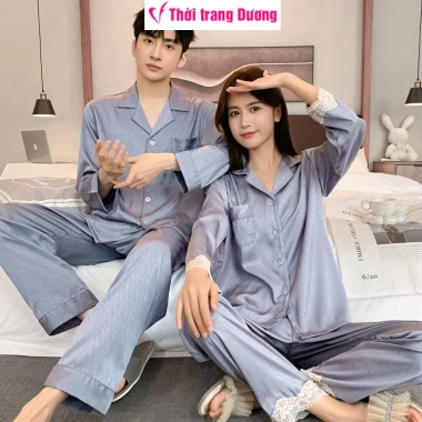 Bộ pyjama đôi nam nữ dài tay vải lụa satin mềm mại, thoáng mát NG4.900 Giá 392.000₫ 5