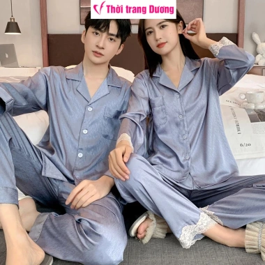 Bộ pyjama đôi nam nữ dài tay vải lụa satin mềm mại, thoáng mát NG4.900 Giá 392.000₫ 6