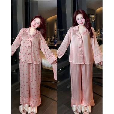 Bộ Pyjama Lụa Latin 2 Hàng Cúc Ngọc Tay Dài – Sang trọng, Giá ưu đãi 185.000₫
