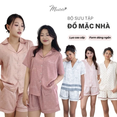 Bộ Pyjama Lụa Mustoto MB33 Quần Ngắn Tay Cao Cấp, Mềm Mát Sang Trọng, Giá 399.000đ