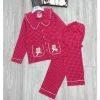 Bộ Pyjama nữ đũi kẻ cao cấp, cổ sen viền bèo tiểu thư, áo dài + quần dài, túi gấu hông dễ thương – 99.000₫ 10